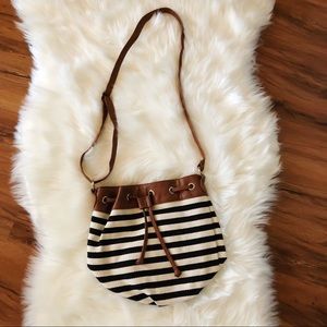 Navy And White Striped Nautical Crossbody Bag!
